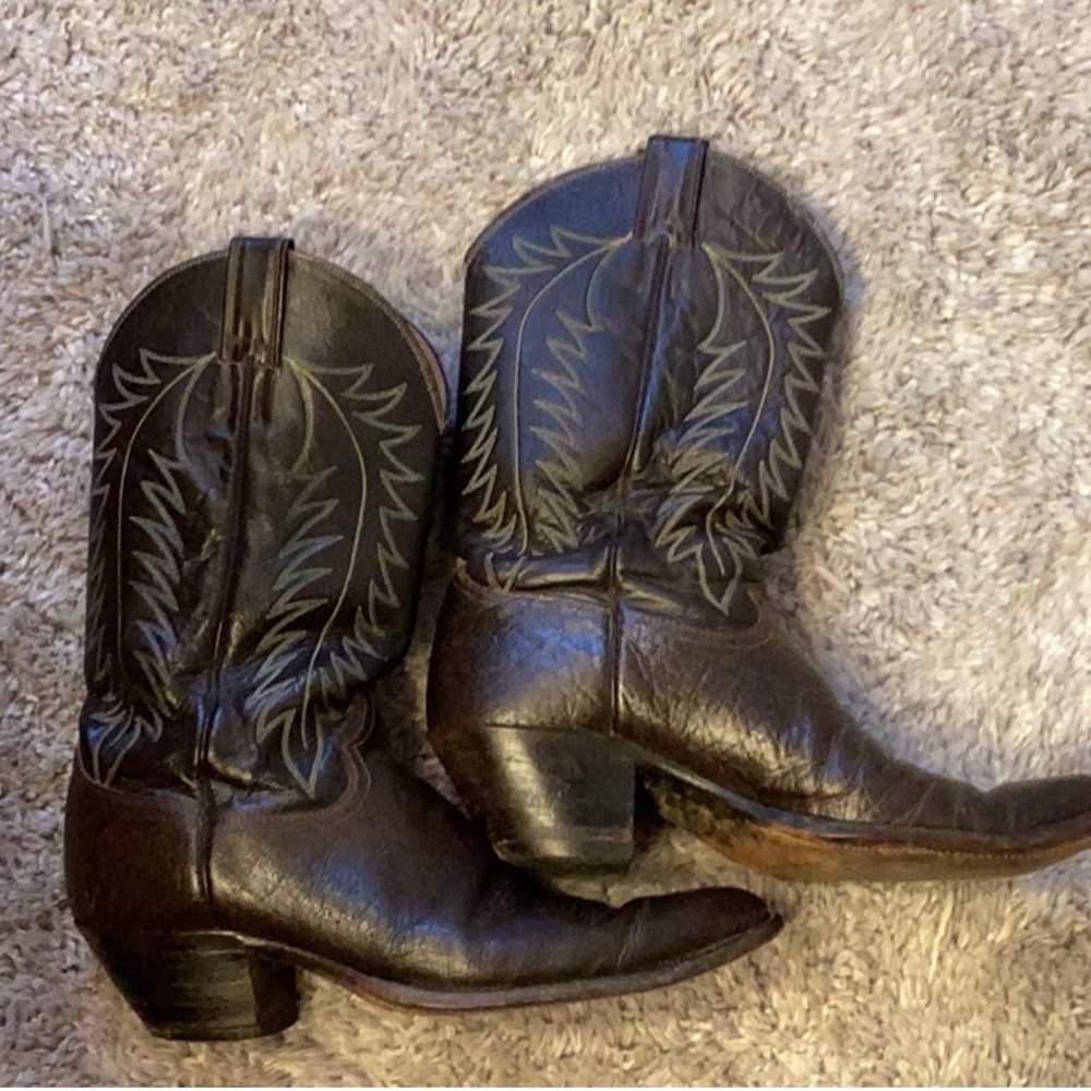 Justin Boots Dark Brown Leather Cowboy Boots
